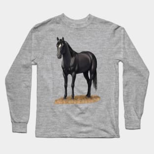 Beautiful Black Quarter Horse Stallion Long Sleeve T-Shirt